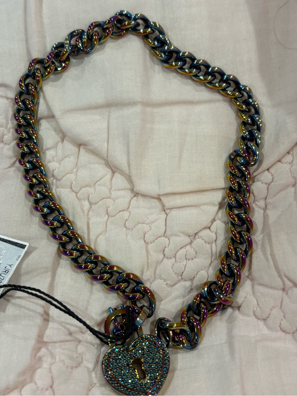 Juicy Couture Pave Heart Padlock Necklace NWT JRU7076 Y2K Style
